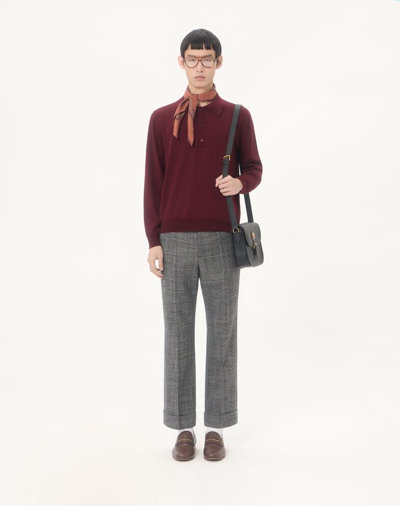 Valentino Wool Polo With Vlogo Embroidery Man Maroon Xxl