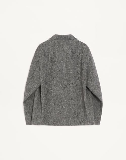 Valentino - Sobrecamisa Valentino En Lana Boutonné Con Vgold - Gris - Hombre - Chaquetas Y Plumíferos