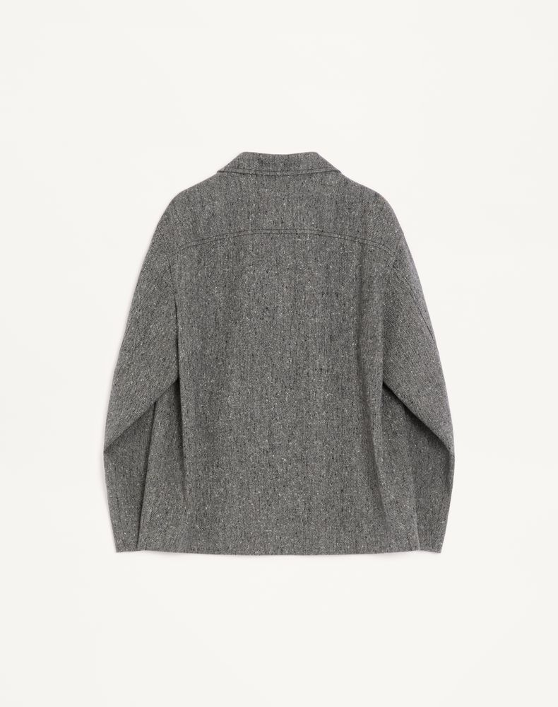 Valentino Shirt Jacket In Boutonné Wool With Vgold Man Grey 48