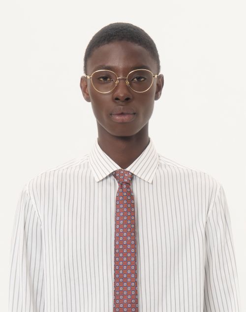 Valentino - Camicia A Maniche Lunghe Valentino In Cotone E Seta A Righe - Avorio/grigio - Uomo - Camicie