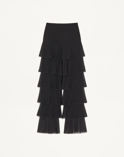 Valentino - Trousers In Light Georgette - Black - Woman - Trousers And Shorts