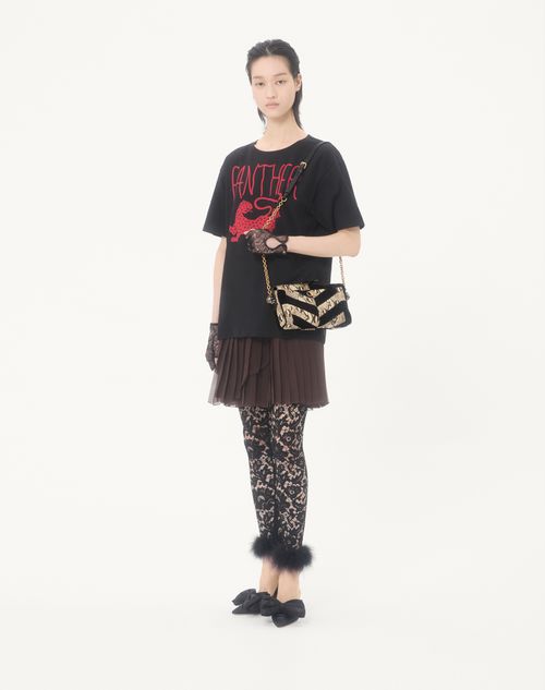 Valentino Garavani - ヴァレンティノ ガラヴァーニ パンテア シェブロンモチーフ パイソン X スエード スモール クロスボディバッグ - ベージュ/ブラック - ウィメンズ - Shelf - W Bags - Panthea