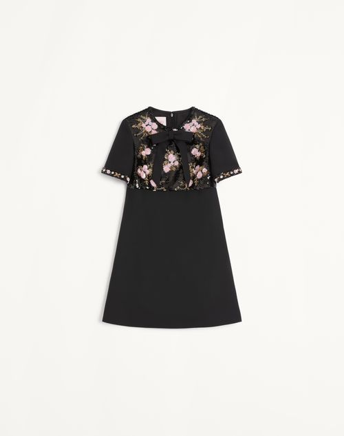 Valentino - Embroidered Crepe Couture Short Dress - Black/multicolor - Woman - New Arrivals