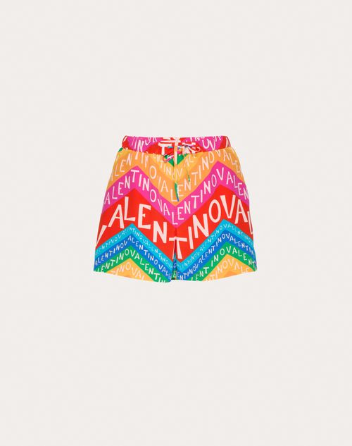 Valentino - Valentino Crepe De Chine Chevron 24 Shorts - Multicolor - Woman - Women Valentino Escape 2024 Collection