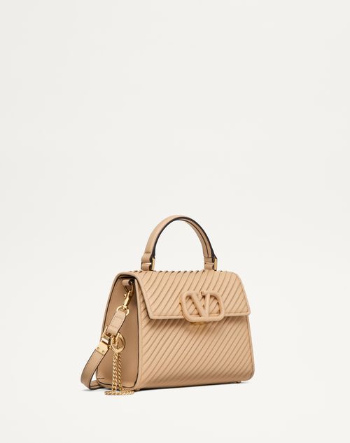 Valentino Garavani - Borsa A Mano Piccola Valentino Garavani Vsling In Nappa Plissettata - Sabbia - Donna - Valentino Garavani Vsling