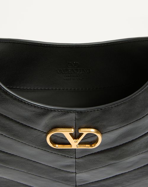 Valentino Garavani - Valentino Garavani Hoboho Small Hobo Bag In Chevron-patterned Nappa Leather - Black - Woman - Woman F&f Integration