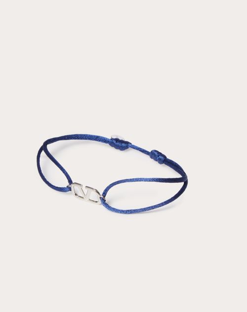 Valentino Garavani - Vlogo Signature Cotton Bracelet - Blue - Man - Bracelets
