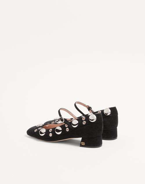Valentino Garavani - Nellcôte Mary-jane Pumps In Crust Leather 30mm - Black - Woman - Ballerinas