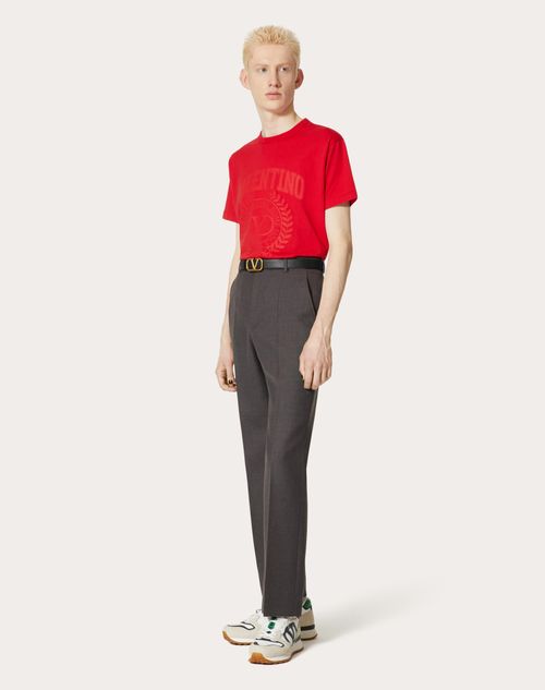 Valentino - Maison Valentino Embroidered Cotton T-shirt - Red - Man - T-shirts And Sweatshirts