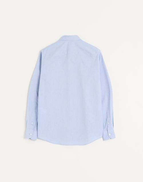 Valentino - Cotton Oxford Shirt With Vlogo Embroidery - Azure - Man - Shirts