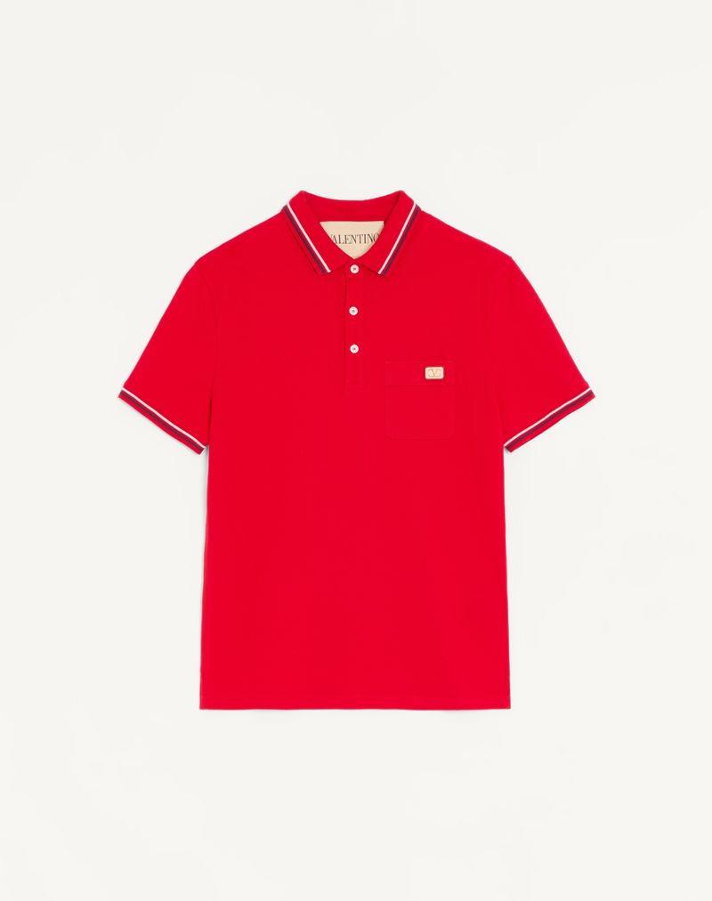 Polo Piqué Coton Écusson VLogo Rouge — Valentino