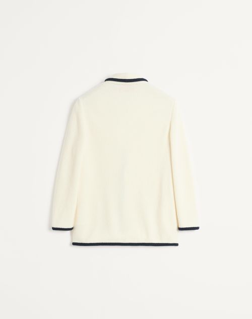 Valentino - Single-breasted Wool And Cotton Jacket With Torchon Piping - Butter/indigo - Man - Knitwear