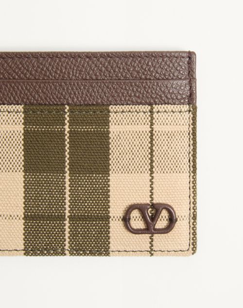Valentino Garavani - Vlogo Signature Cardholder In Checked Fabric - Green/beige - Man - Wallets And Small Leather Goods