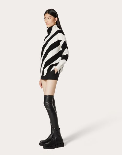 Valentino - Wool Sweater - Ivory/black - Woman - Knitwear