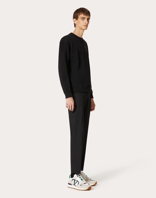 Valentino - Rundhalspullover Aus Baumwolle Mit Vltn-aufdruck - Schwarz - Mann - T-shirts & Sweatshirts