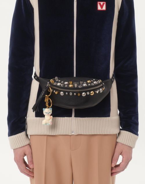 Valentino - Chez Valentino High-neck Chenille Sweatshirt With Zip And Patch - Indigo/butter - Man - Tshirts And Sweatshirts