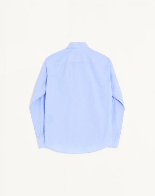 Valentino - Valentino Cotton Poplin Shirt With Vlogo Embroidery - Azure/white - Man - Man Ready To Wear Sale