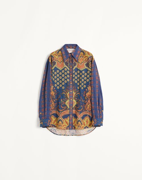 Valentino - Shirt In Lino Paisley Medaglioni Voyage Imaginaire - Multicolor - Woman - Shirts And Tops