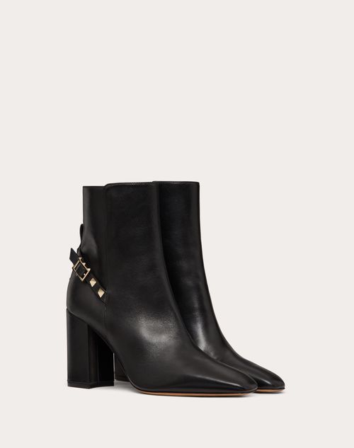 Valentino Garavani - Botas Al Tobillo Rockstud De Cuero Napa Con Tacón De 90 mm - Negro - Mujer - Botas