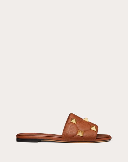 One Stud Leather Thong Sandals in Black - Valentino Garavani