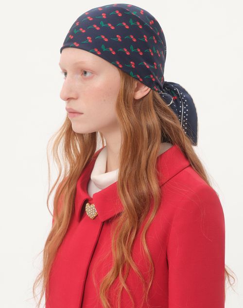 Valentino Garavani - Cherryfic Silk Scarf - Blue/red - Woman - Shelf - Soft Scarves