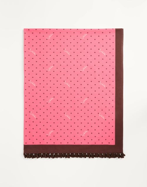 Valentino Garavani - Cotton Sarong With Stelline E Firma Starry Print With Tassel Trim - Coral/chocolate - Woman - Soft Accessories