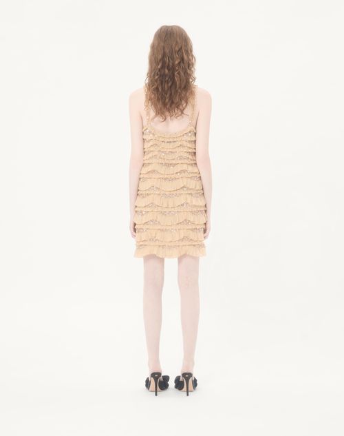 Valentino - Tulle Illusione Embroidered Short Dress - Beige - Woman - Ready To Wear