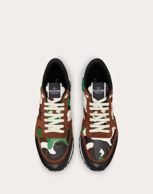 Camouflage Rockrunner Sneaker for in Green/multicolor | Valentino US