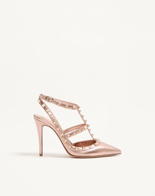 Valentino Garavani - Rockstud Pump In Laminated Nappa Leather 100mm - Rose Cannelle - Woman - Pumps
