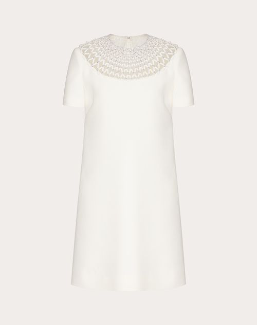 Valentino - Embroidered Crepe Couture Short Dress - Ivory/silver - Woman - Dresses