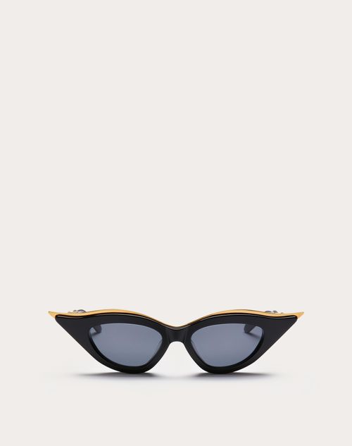 Valentino - V - Goldcut Ii Sculpted Thickset Acetate Frame With Titanium Insert - Noir / Gris Dégradé - Femme - Lunettes De Soleil