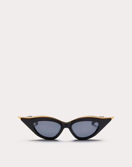 Valentino - V - Goldcut Ii Sculpted Thickset Acetate Frame With Titanium Insert - Black/gradient Gray - Woman - Akony Eyewear - Accessories