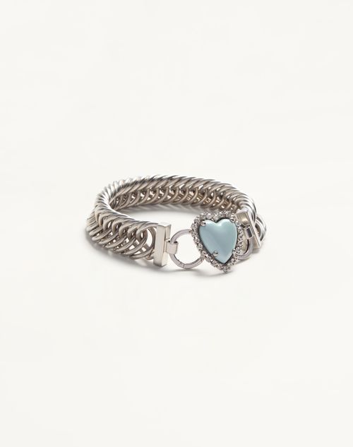 Valentino Garavani - Coeur Hyperbole Choker Necklace In Metal, Resin And Swarovski® Crystals - Palladium/azure - Woman - Jewelry