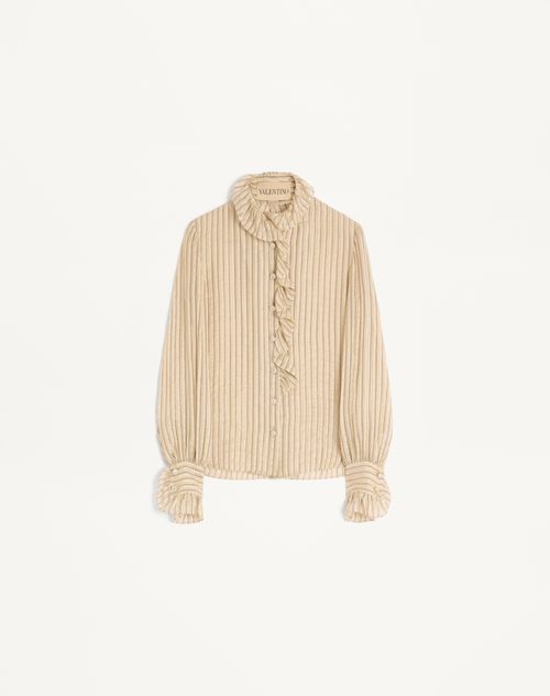 Valentino - Seersucker Lamé Shirt - Birch - Woman - Shirts And Tops