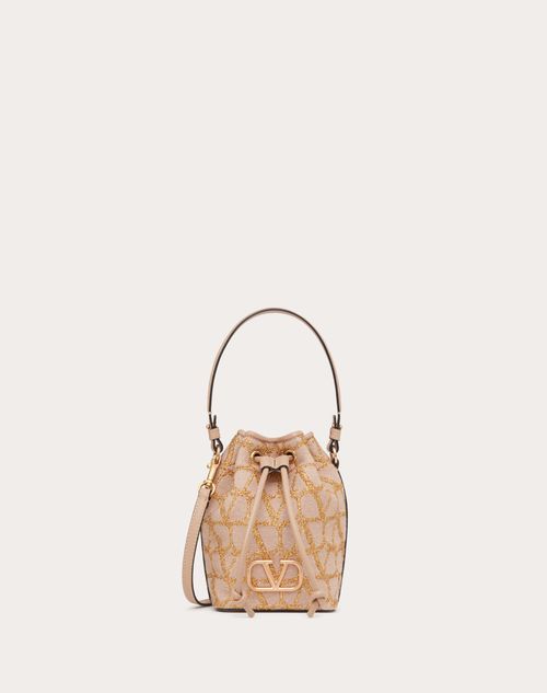 MINI VLOGO SIGNATURE BUCKET BAG IN TOILE ICONOGRAPHE