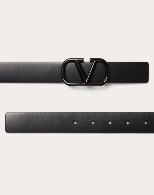 Vlogo Signature Belt In Shiny Calfskin 30mm for Woman in Black