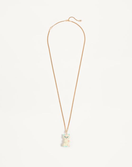 Valentino Garavani - Le Chat De La Maison Necklace In Metal, Nylon And Swarovski® Crystals - Antique Brass - Woman - Jewellery