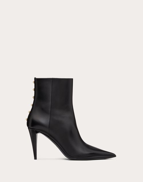 Valentino Garavani - Rockstud Calfskin Ankle Boot 90 Mm - Black - Woman - Woman Shoes Sale