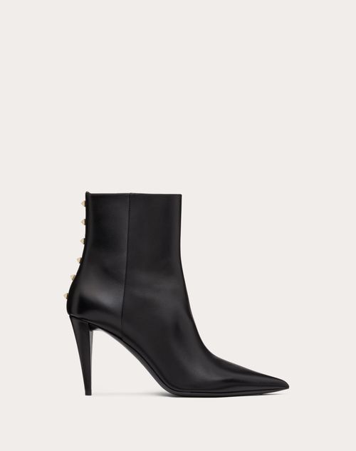 Valentino Garavani - Bota Al Tobillo Rockstud De Cuero De Becerro Con Tacón De 90 mm - Negro - Mujer - Botas