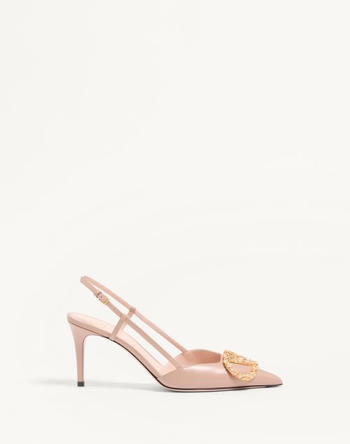 Valentino Garavani - Vlogo Signature Slingback Calfskin Pump With Jewel Logo 80mm - Rose Cannelle - Woman - Pumps