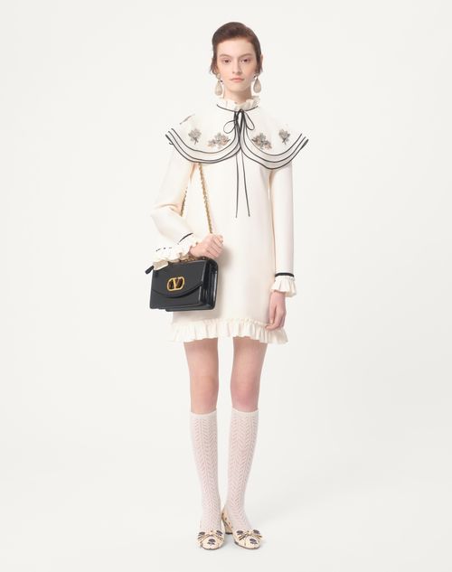 Valentino - Embroidered Crepe Couture Short Dress - Ivory/multicolor - Woman - Ready To Wear