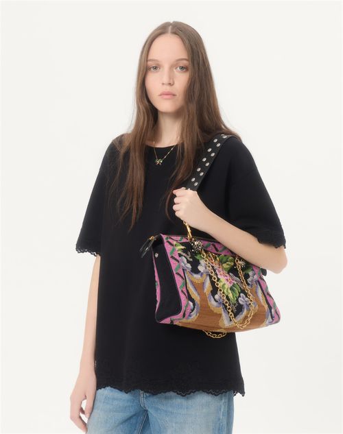 Valentino - レース コットン Tシャツ - ブラック - ウィメンズ - Tシャツ & スウェット
