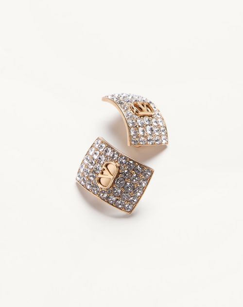 Valentino Garavani - Valentino Vlogo Signature Rhinestone Earrings In Metal And Swarovski® Crystals - Gold/crystal - Woman - Jewelry
