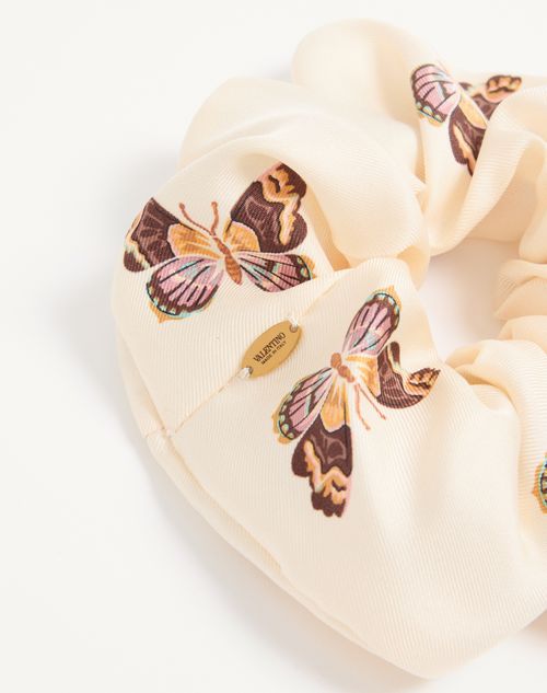 Valentino Garavani - Valentino Silk Scrunchie With Butterflow Print - Vanilla/multicolour - Woman - Soft Accessories