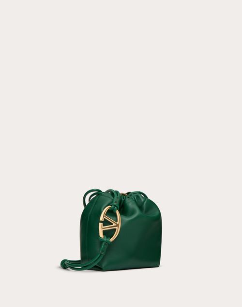 Valentino Garavani - Vlogo Pouf Nappa Leather Mini Bucket Bag - Green - Woman - Valentino Garavani Vlogo Signature