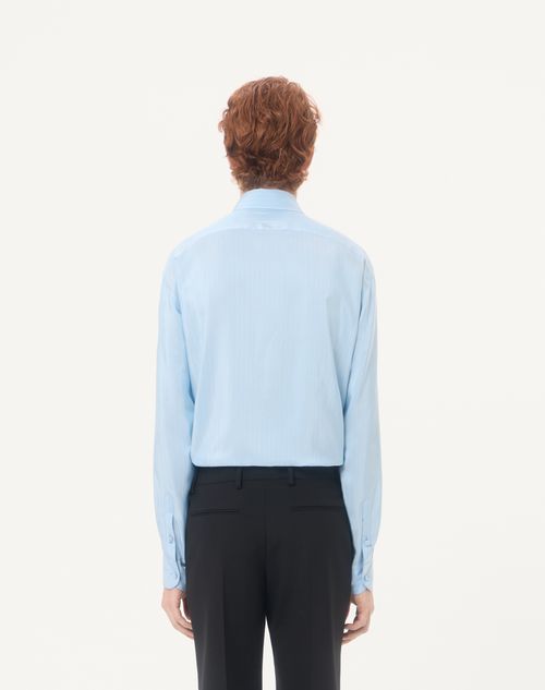 Valentino - Valentino Striped Silk Shirt - Azure - Man - Shirts