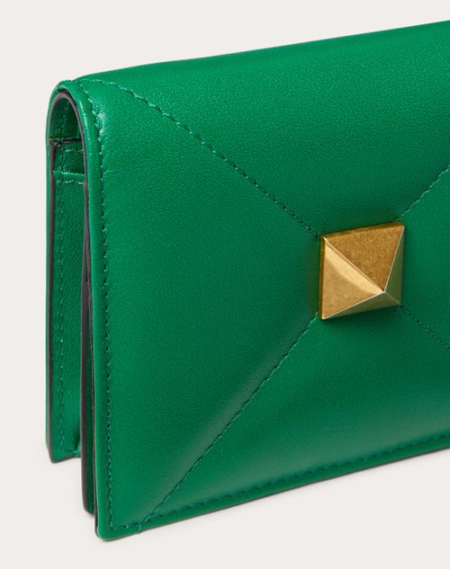 Valentino Garavani - Small Nappa Roman Stud Wallet - Green - Woman - Wallets And Small Leather Goods
