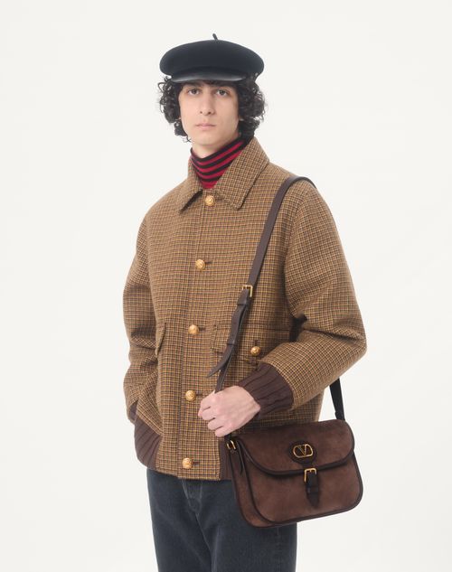 Valentino - Valentino Wool Bomber Jacket With Houndstooth Pattern - Brown - Man - Outerwear