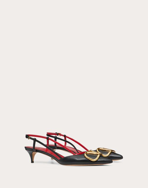 Valentino Garavani - Vlogo Signature Calfskin Slingback Pump 40mm - Black - Woman - Pumps