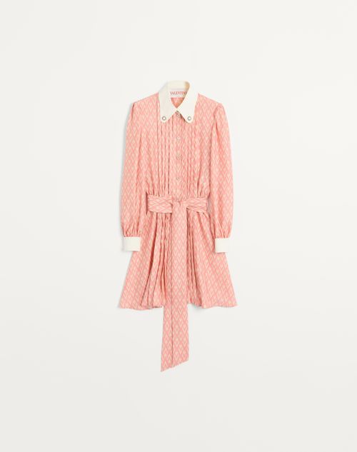 Valentino - Twill Dress With Toute La V Pattern - Blush Rose/cream - Woman - Woman Ready To Wear Sale